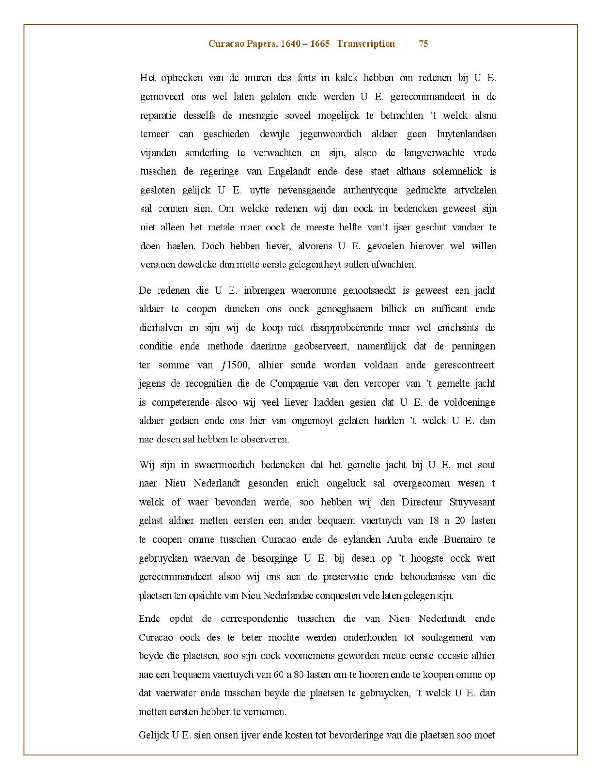 CURACAO PAPERS 1640 - 1665 TRANSCRIPTION (DUTCH)