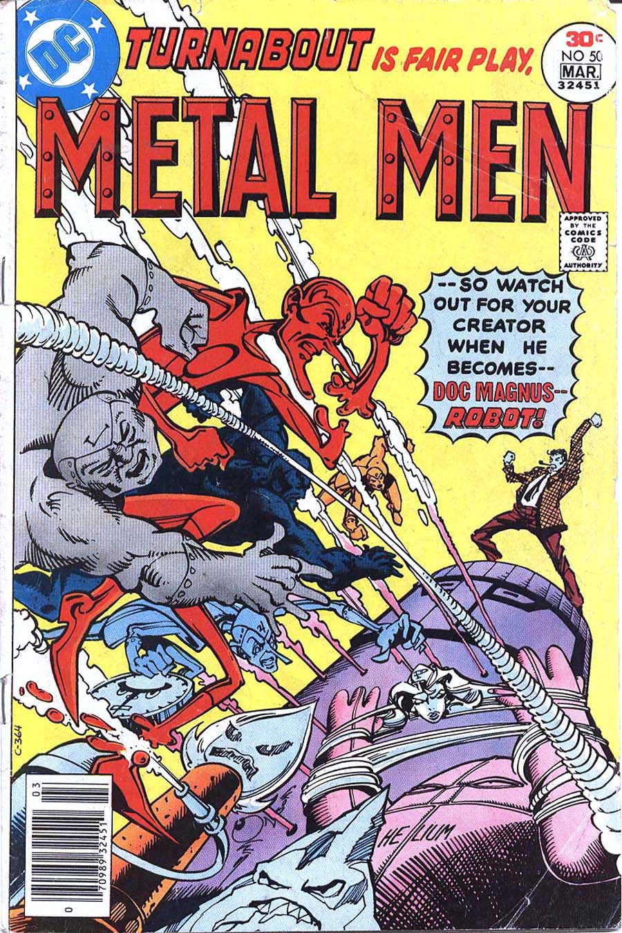 Metal Men v1 #50 dc 1970s bronze age comic book cover art by Walt Simonson