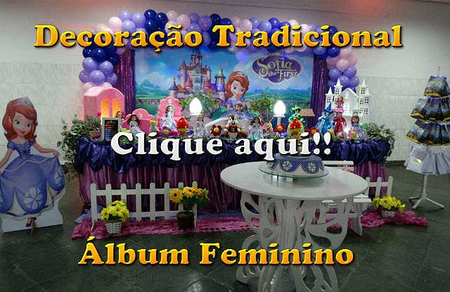 Imagens decoração tradicional forradas com toalhas de pano (tecido de cetim) - Aniversário infantil - Fotos com temas feminino