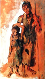 Lukisan Karya Affandi dengan Tema Blind Beggar and a Boy Lukisan Karya Affandi dengan Tema Blind Beggar and a Boy _ Medium: Oil paint, Canvas _ Tahun Pembuatan: 1944 _ Dimensi Karya: cm x 39 cm x 70 cm _ Deskripsi: Foto karya berasal dari buku "Affandi Vol I,II,III", koleksi Perpustakaan IVAA.