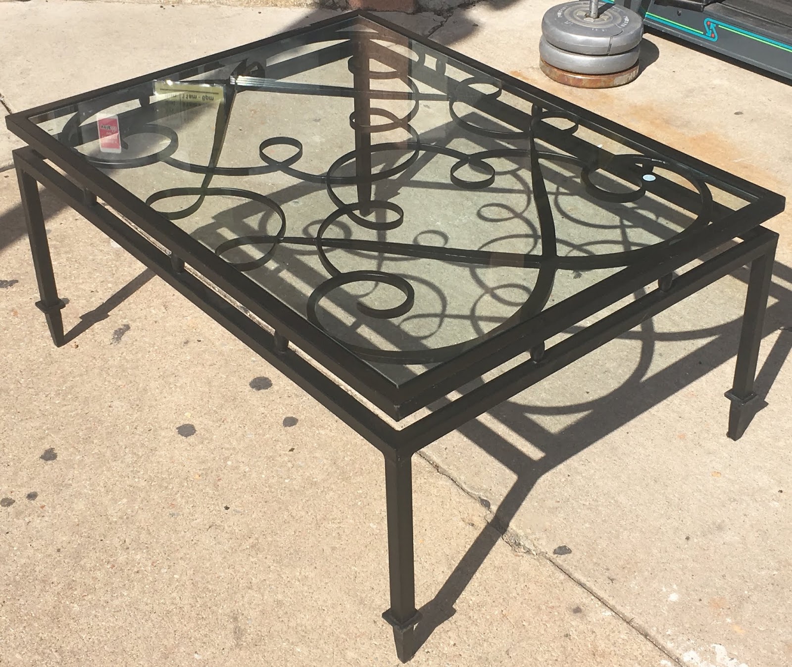 Uhuru Furniture & Collectibles Cast Iron & Glass Coffee Table 95 SOLD
