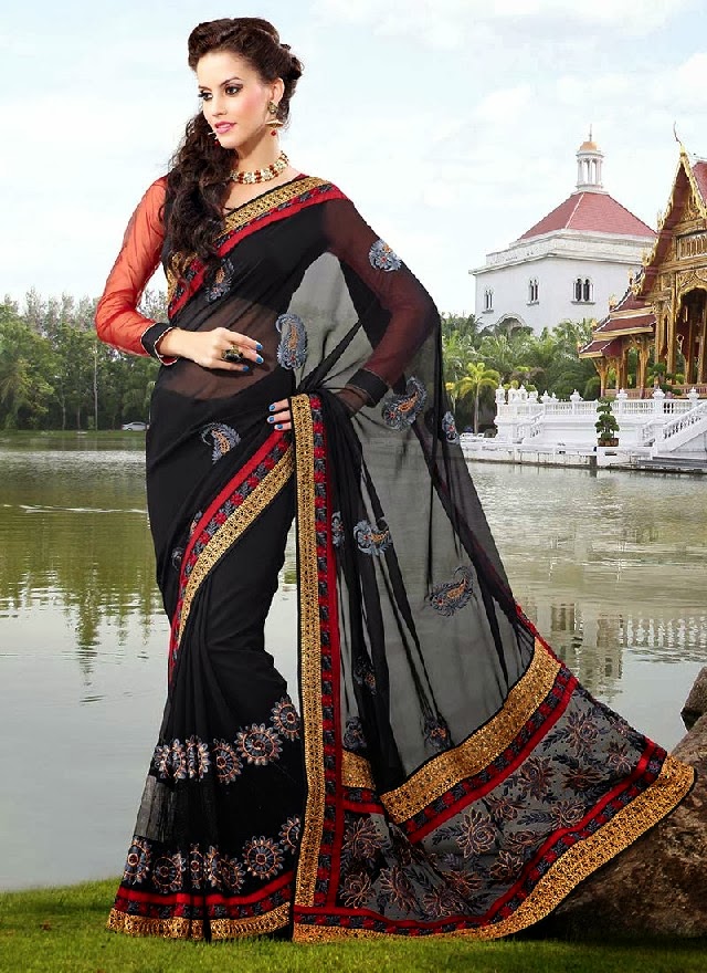Black Designer Saree Collection | Black Saree Designs With Shades ...