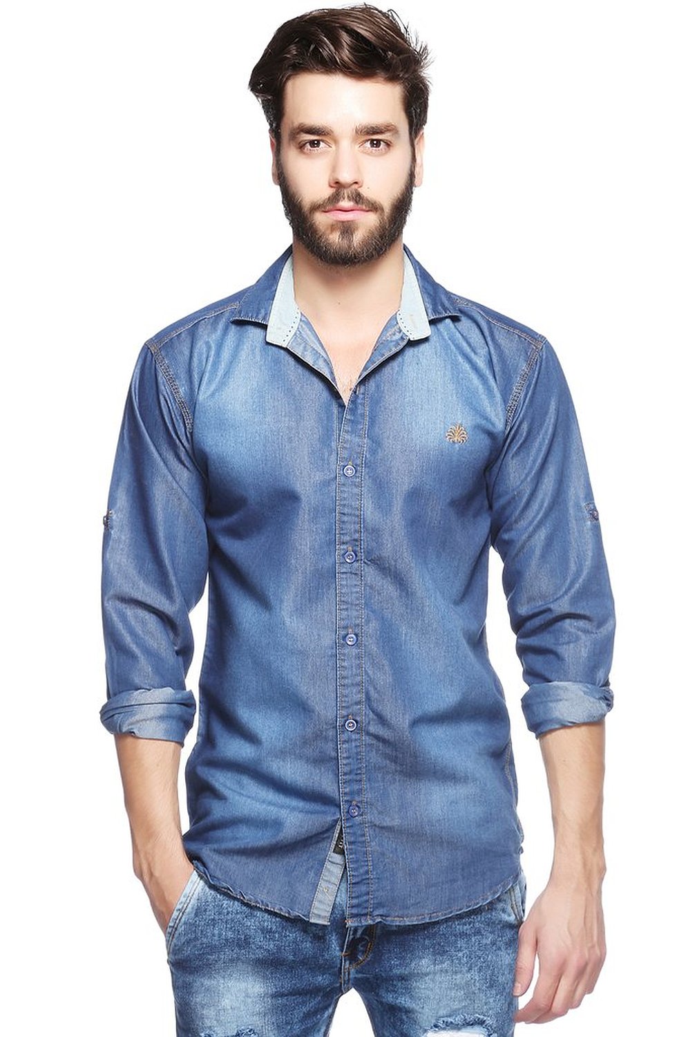 Men's Slim Fit Denim Shirt - Be Fashionable Be Stylish