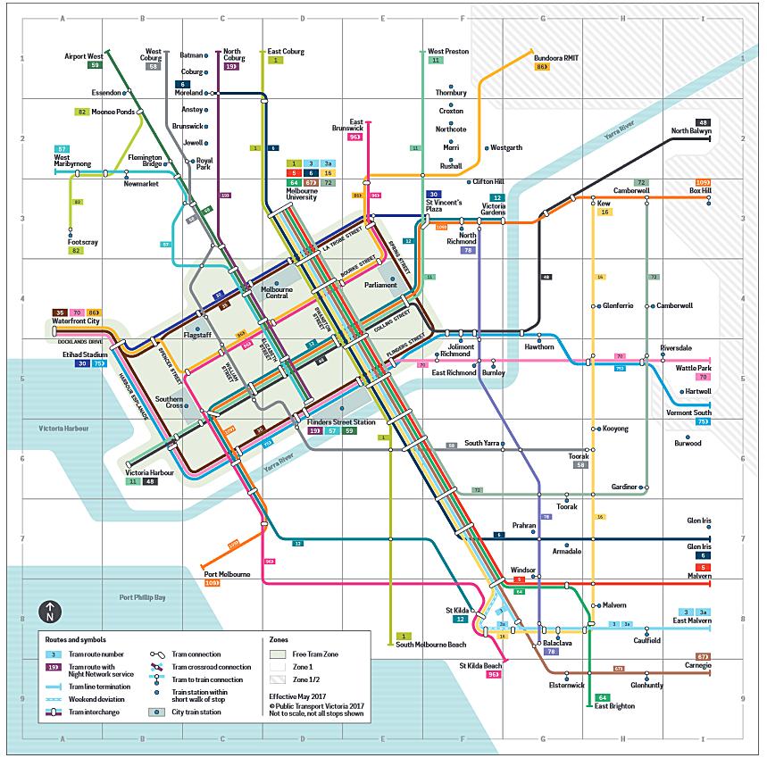 Melbourne Tram Network Route And Zone Map2 