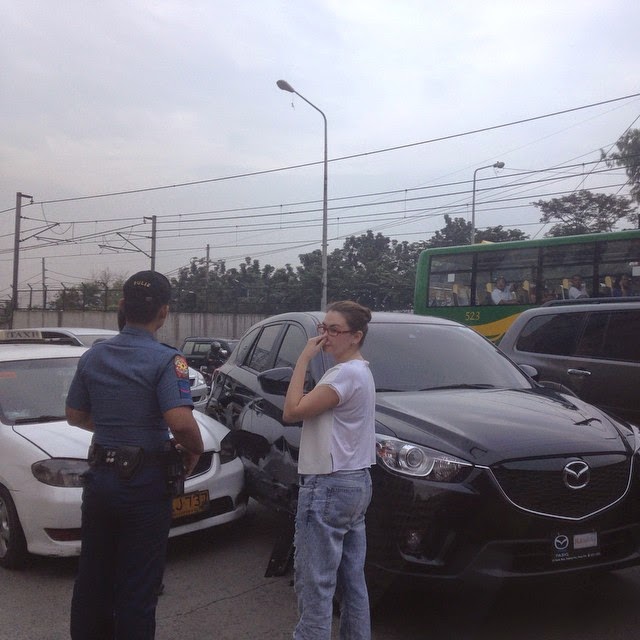 Angelica Panganiban, figured in a car accident in EDSA