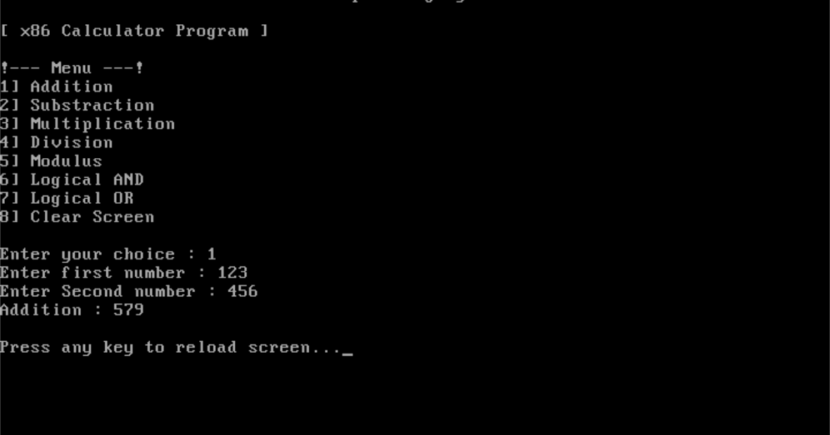 Creating Your Own Operating System x86 Operating System Calculator Program