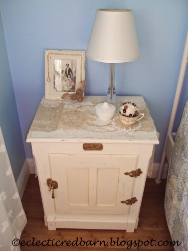 Eclectic Red Barn: Updated white vintage fridge side table
