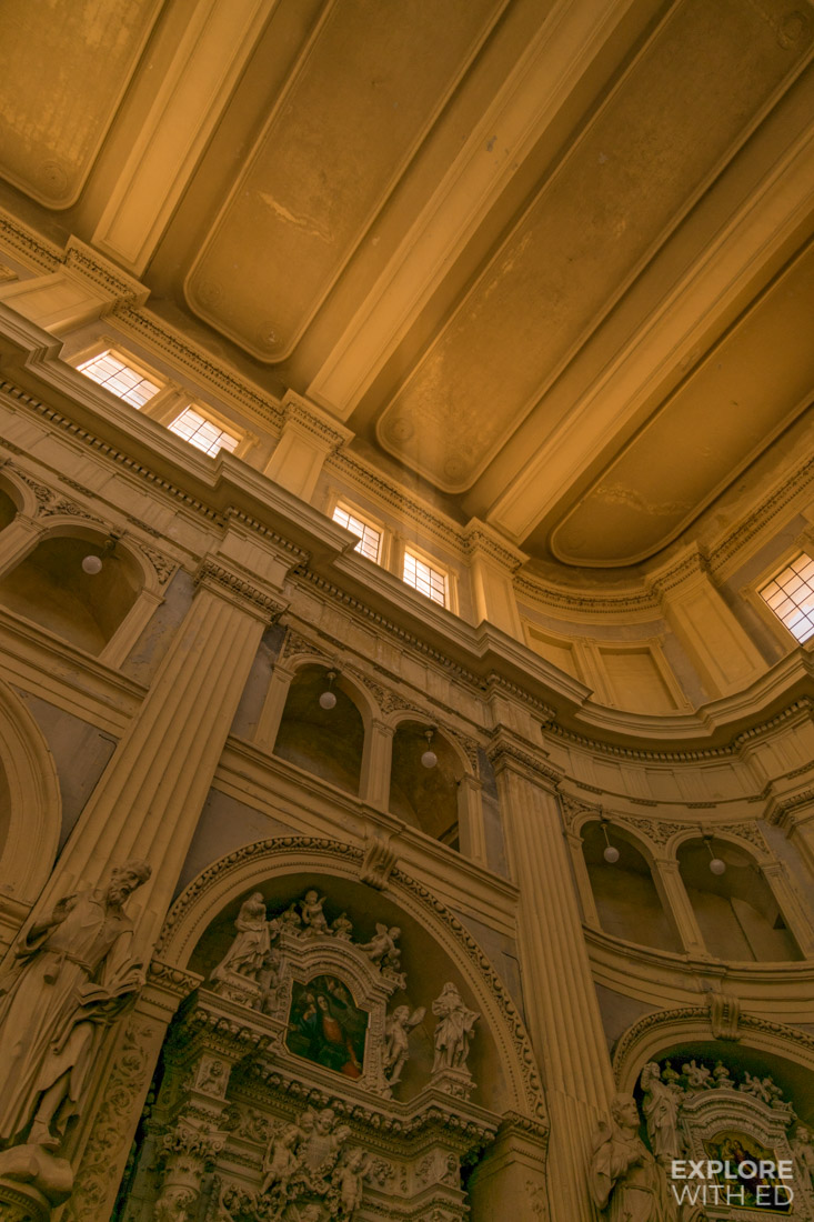 Interior of a church in Lecce with stunning sculptures and paintings