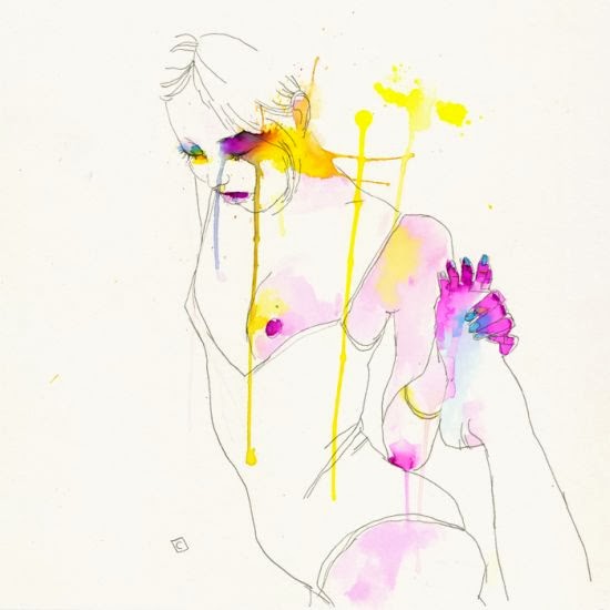 Conrad Roset pinturas aquarelas borradas mulheres seminuas coloridas