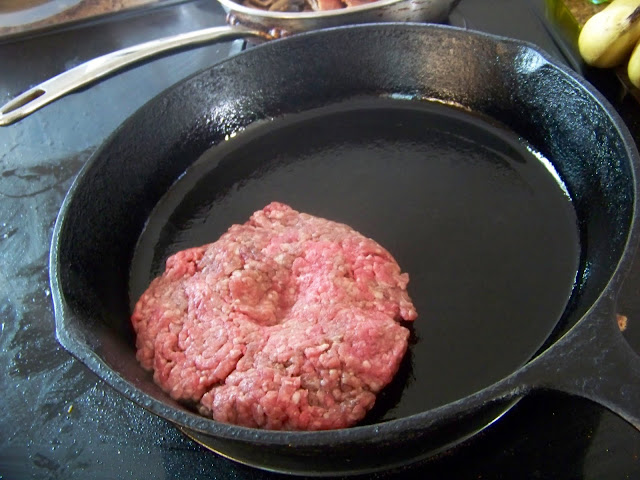 Hamburger Patty in Cast Iron Pan