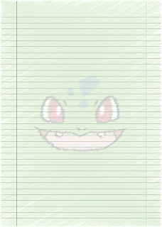 Papel Pautado do Bulbasaur Pokemon rabiscado PDF para imprimir na folha A4