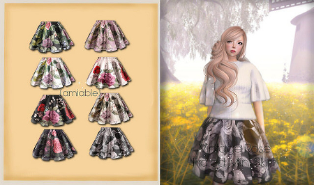 {amiable}Vintage Rose Frared Mini Skirt {amiable}Vintage Rose Frared Mini Skirt