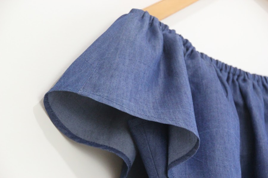 diy patrones camiseta denim sin hombros mujer