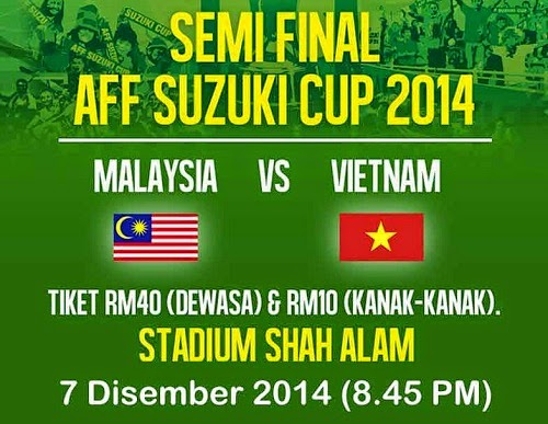 gambar banner iklan sepanduk pemidang poster perlawanan semi final AFF Suzuki Cup Malaysia menentang Vietnam di Stadium Shah Alam