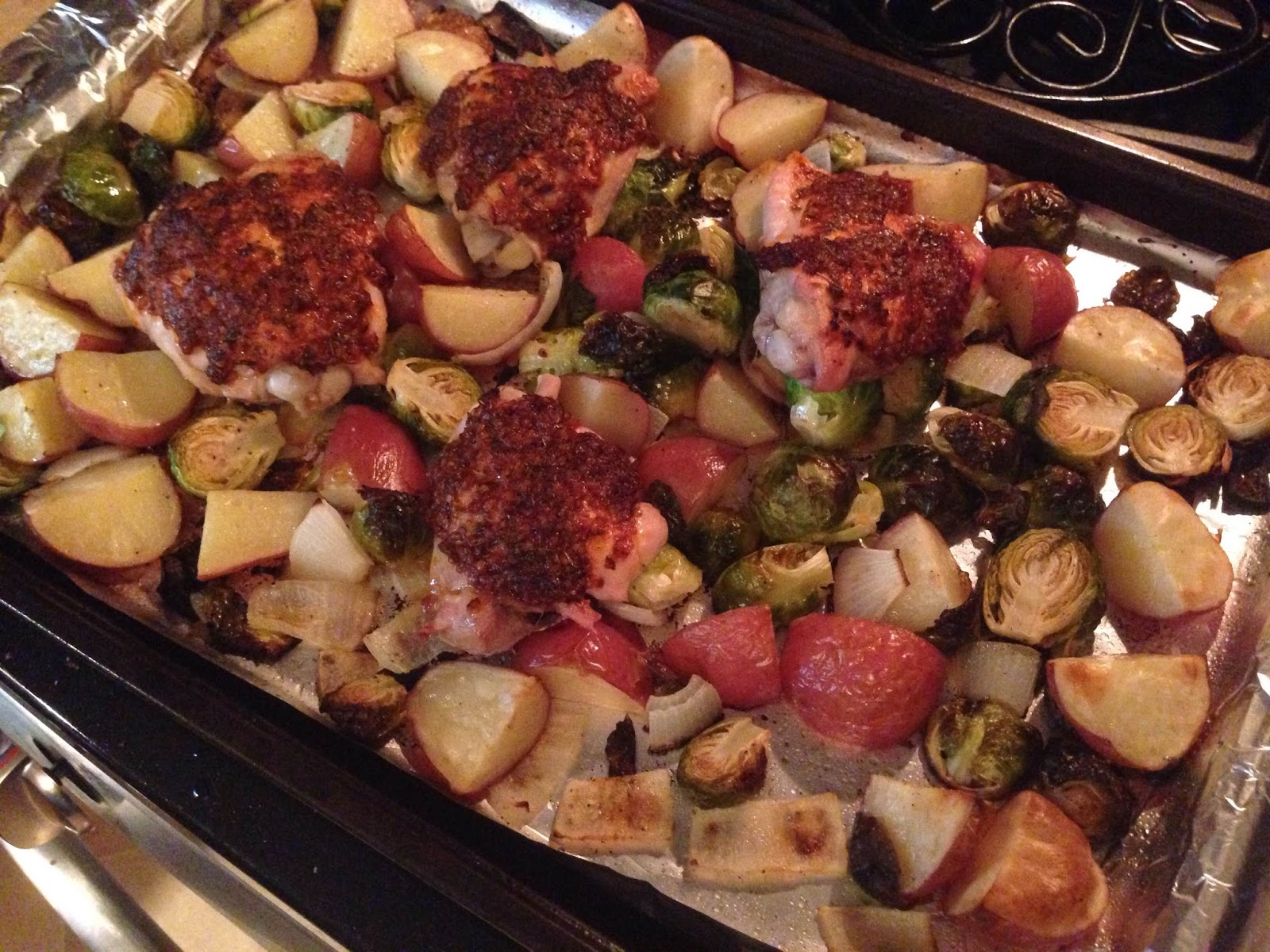 It really IS that easy to make... Recipe 319 Baked Paprika Chicken Thighs, Brussels Sprouts