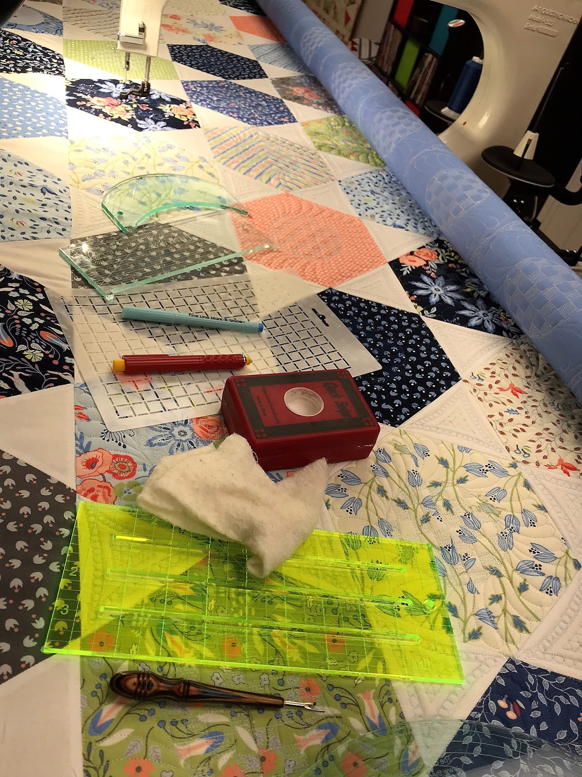 Sue Daurio's Quilting Marking a quilt Becky's quilt