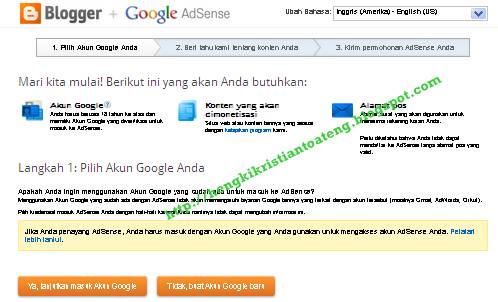 cara daftar google adsense blogger Indonesia 2