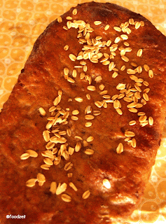 Bread top view, oat flakes decoration