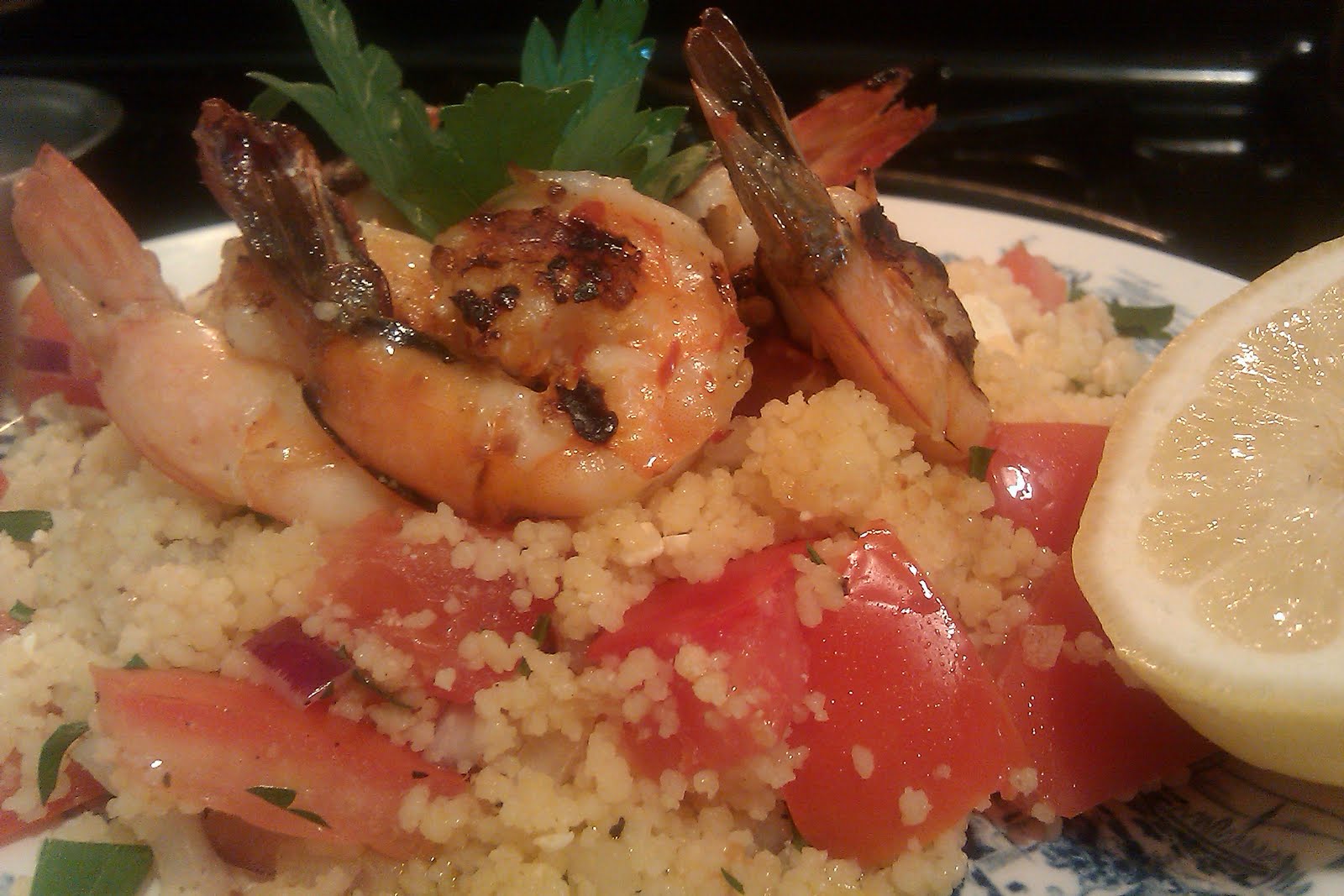 For the Love of Food (and Eating!) Spicy Grilled Shrimp w/ Couscous