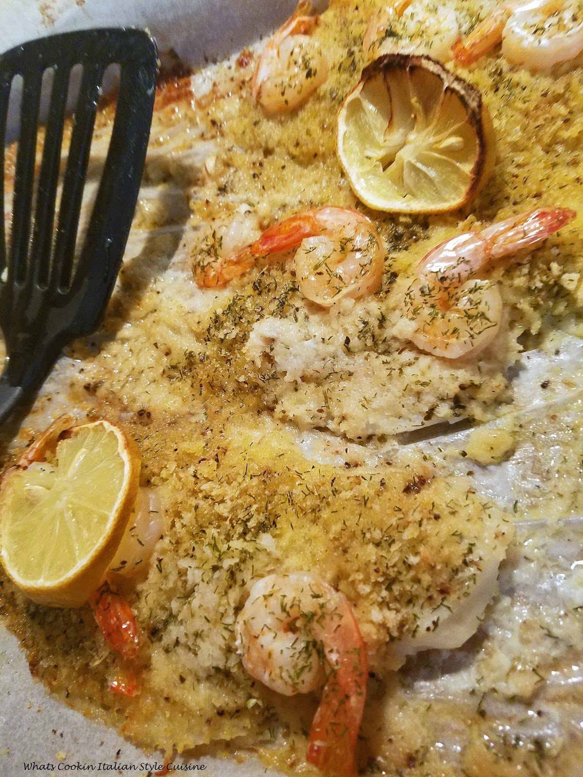 Lemon Shrimp Topped Buttery Flounder What's Cookin' Italian Style Cuisine