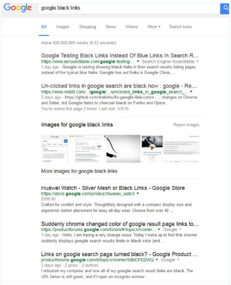  Google tinkering with black links searching results
