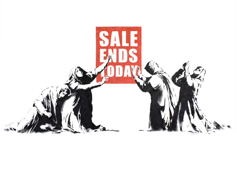 Banksy's Sale Ends Now image from the LA show in 2006