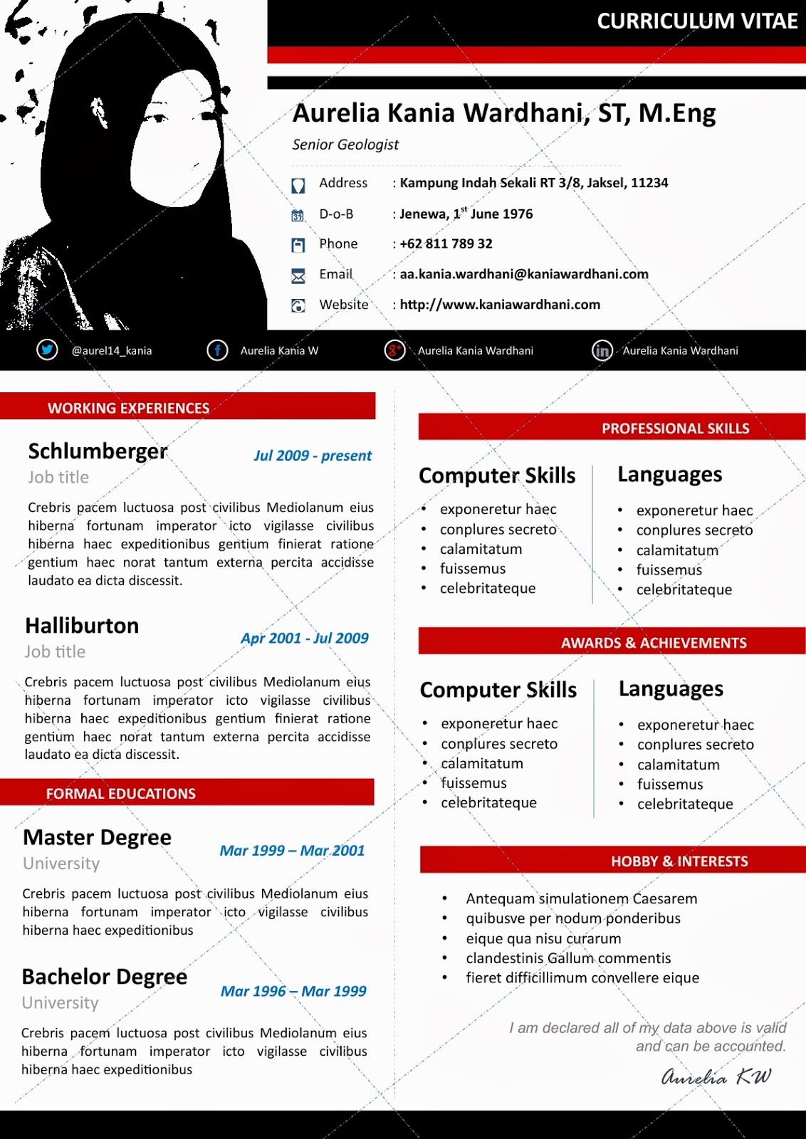 Contoh Cv Bahasa Inggris Untuk Fresh Graduate - cv nabila