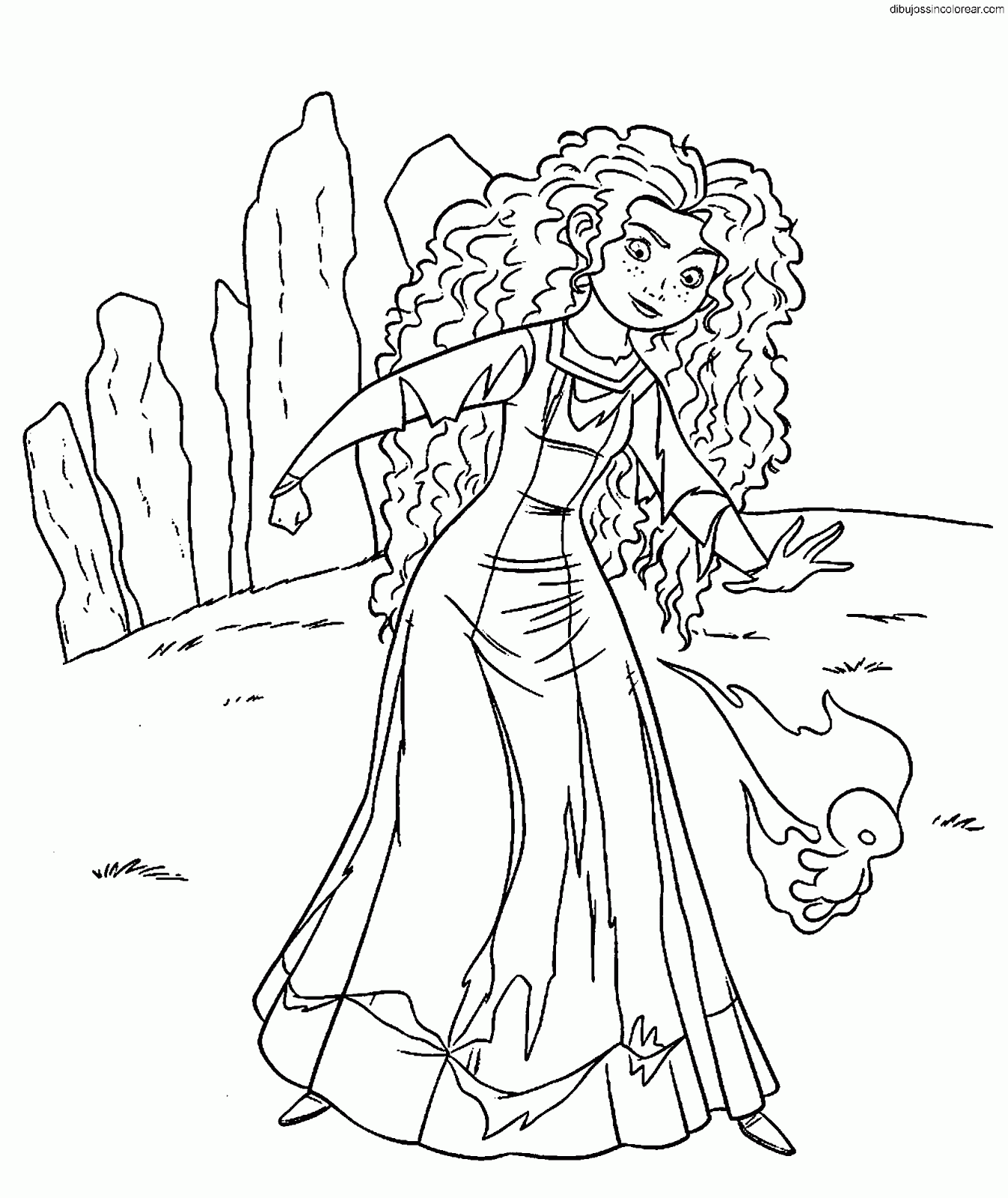 Dibujos Sin Colorear: Dibujos de Mérida (Brave) (Princesa Disney) para
