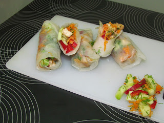 Pachetele de primavara cu pui / Chicken spring roll rice wrappers