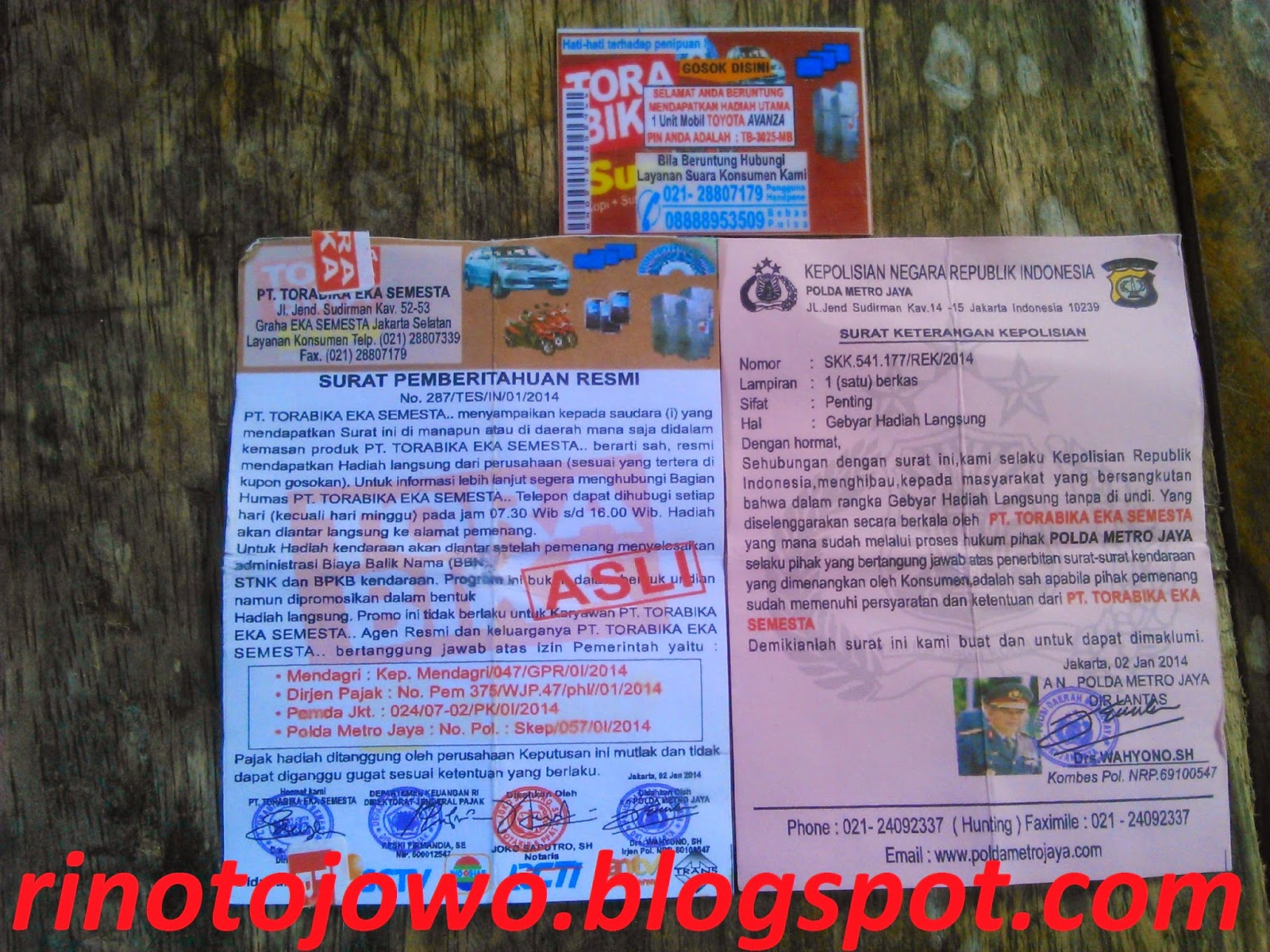 Kupon Hadiah Mobil dari Kopi Torabika Rinoto Jowo