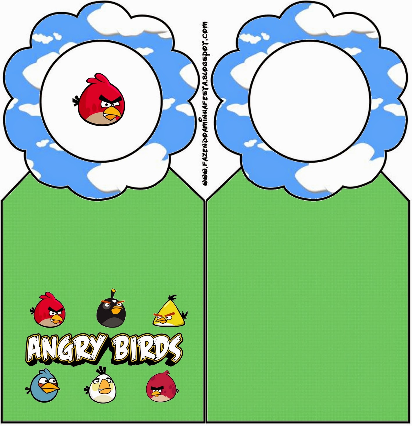Free Printable Book Marks of  Angry birds with clouds.