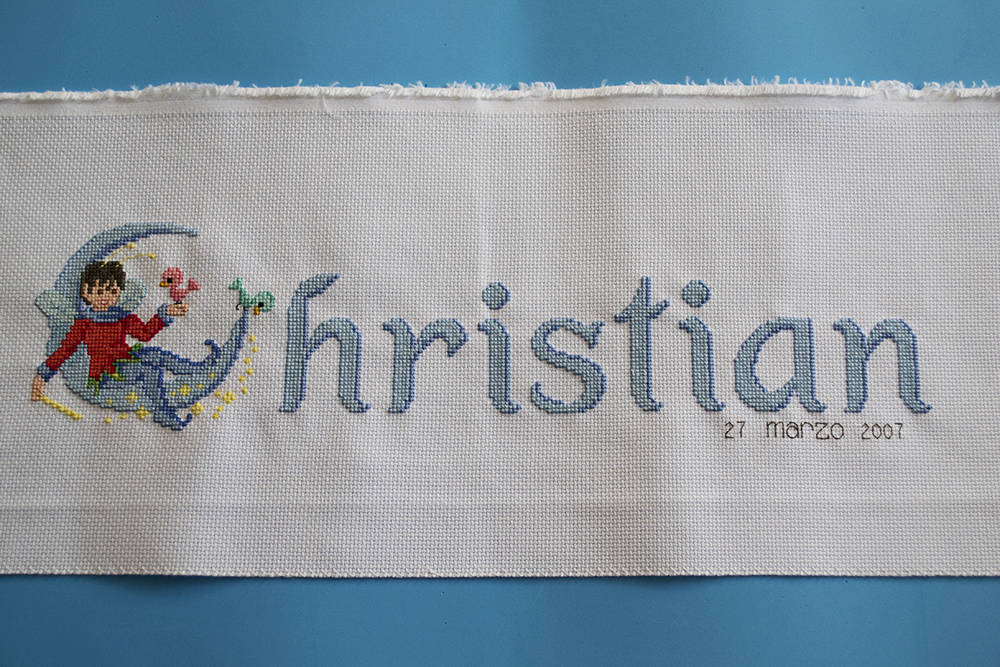 brazo Caligrafía Frenesí La aguja del Sur: Nombre bordado en punto de cruz para cuadro (Christian)