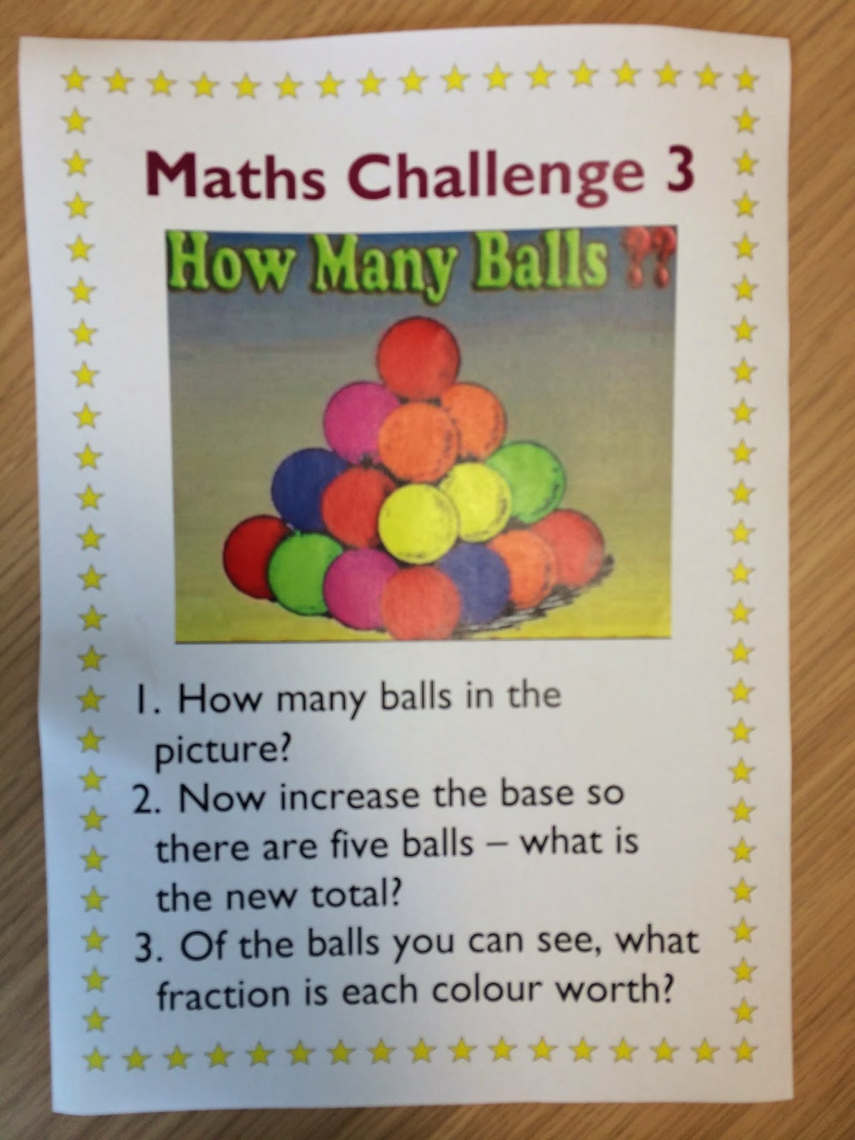 Broadford Primary: Maths Challenge 3 - How Many Balls?