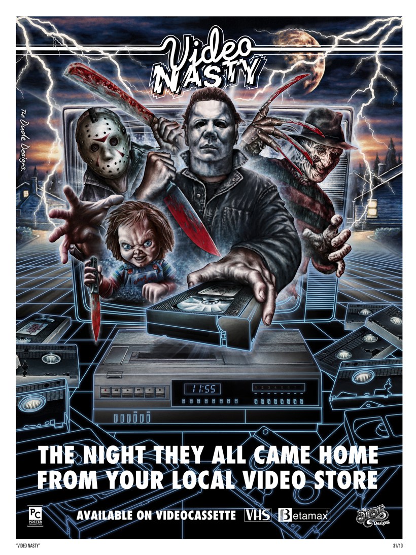 The Horrors of Halloween Retro Horror Movie VHS LAMPS, ART and PRINTS