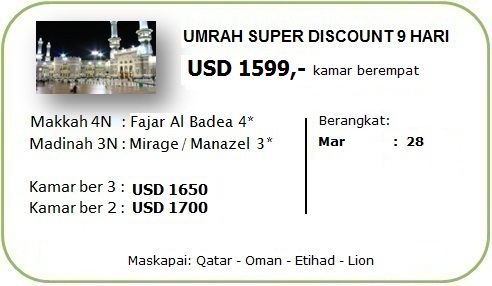 Paket Umroh Maret 2017 Super Discount