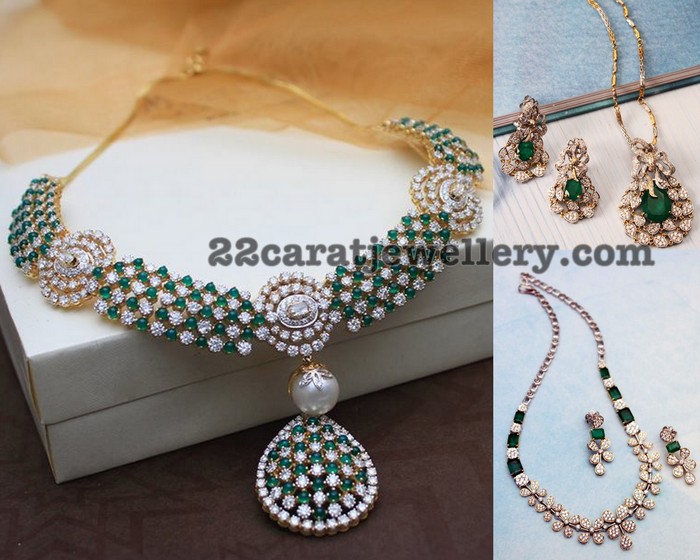 Diamond Emeralds Classic Necklaces Jewellery Designs