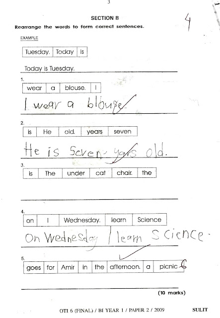 Soalan Bahasa Inggeris Pendidikan Khas Tahun 6 Lamaran T