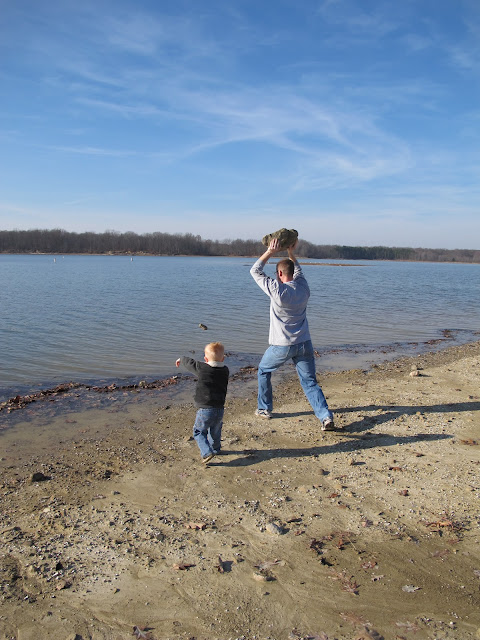 Porter & Daddy Throw Rocks into the Water
