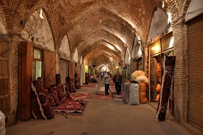 Carpet sellers in historical bazaar of Tabriz.