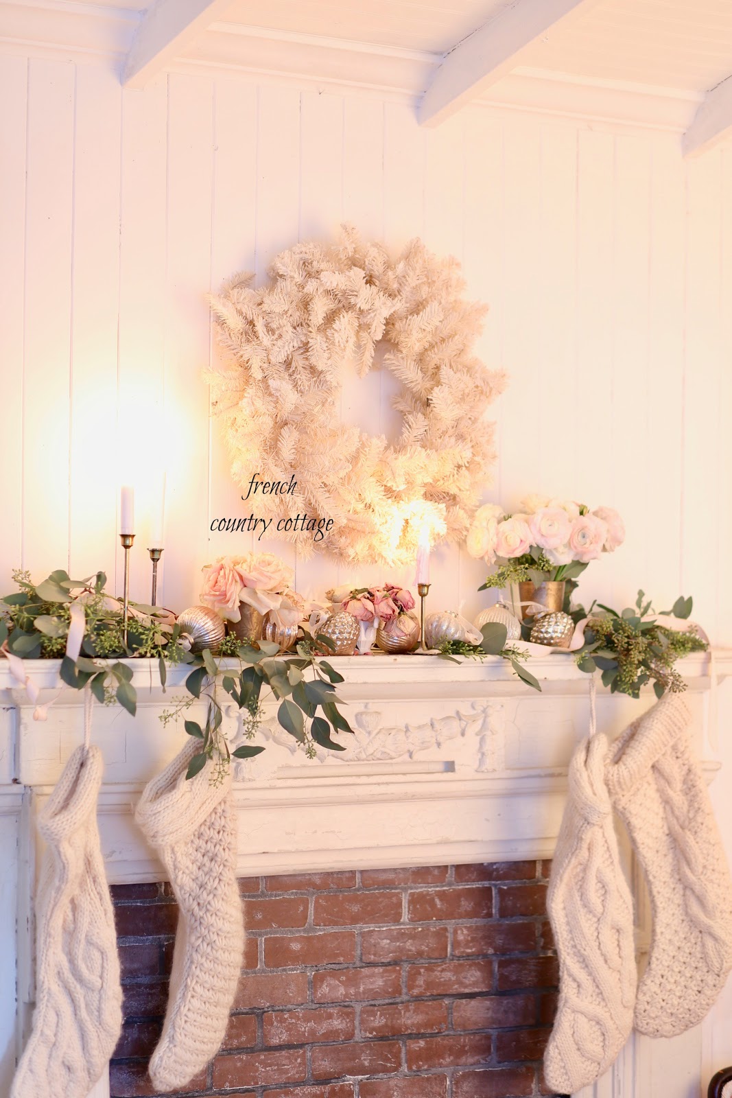 Romantic White Christmas Mantel FRENCH COUNTRY COTTAGE