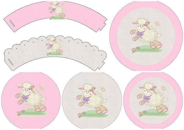 Ovejita en Fondo Rosa: Toppers y Wrappers para Cupcakes para Imprimir Gratis. Ovejita en Fondo Rosa: Toppers y Wrappers para Cupcakes para Imprimir Gratis.