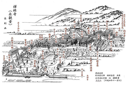 境内スケッチ,永観堂,a pictorial map of the precincts of the temple