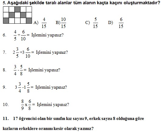 5. Sınıf Matematik 2. Dönem 2. Yazılı Soruları | Online Test