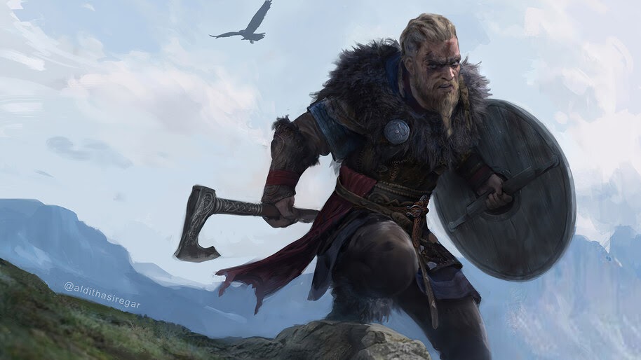 Evior, AC Valhalla, Axe, Shield, 4K, #7.2241