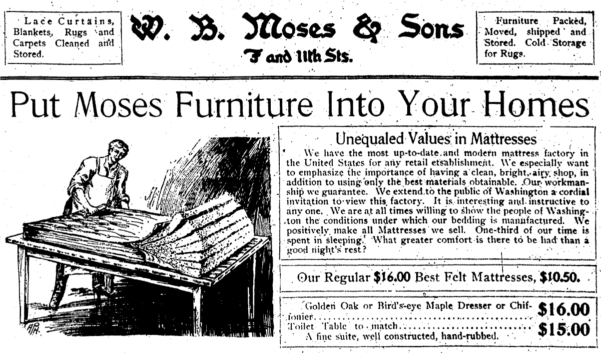 WB Moses & Sons, once Washington's largest furniture store WB Moses & Sons, once Washington's largest furniture store
