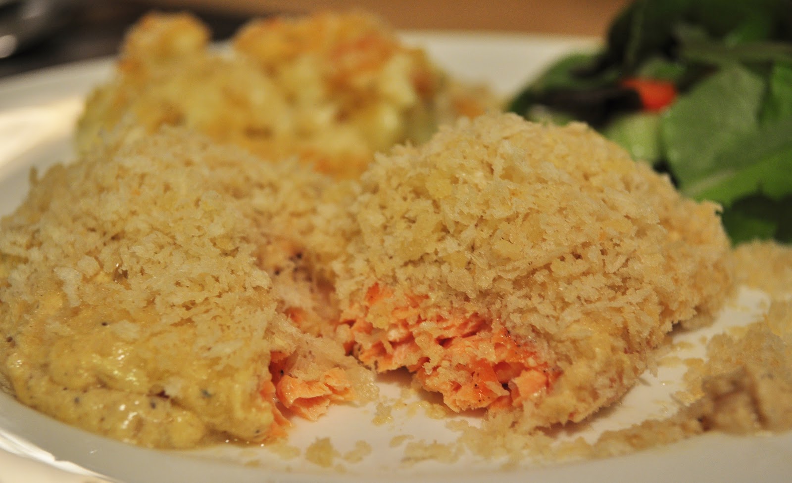 My Tiny Oven Pan Crisp Salmon with Dijon Cream and Garlic Breadcrumbs