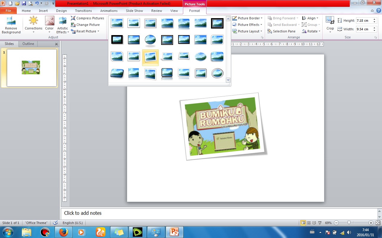 Cara memberi bingkai pada foto di Powerpoint ~ SiPowerpoint