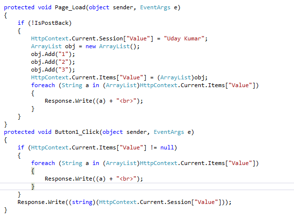 DOT NET : HttpContext.Current.Items & HttpContext.Current.Sessions
