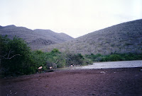 Flamingo Lagoon on Rabida Island, Galapagos