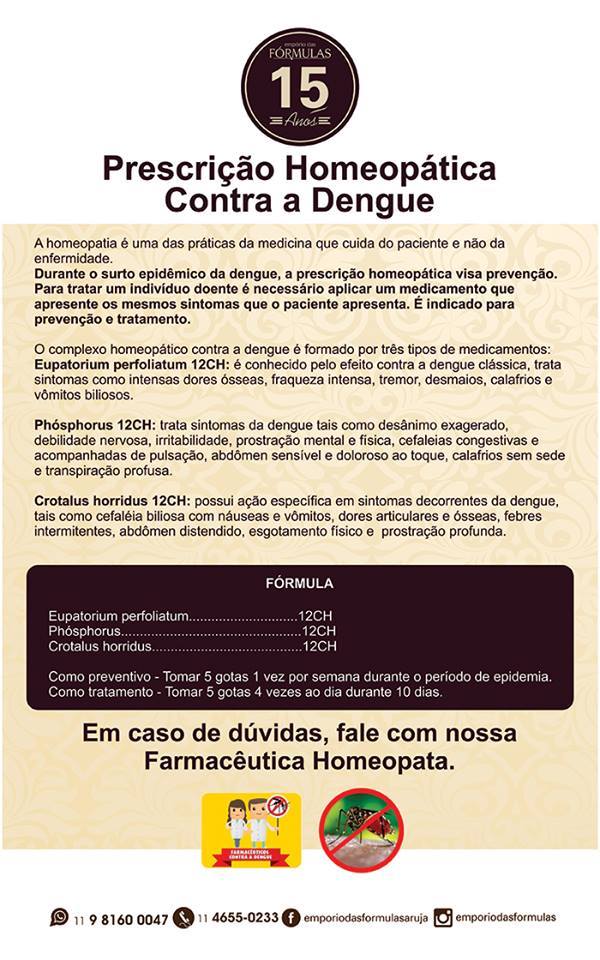 Empório das Fórmulas Arujá PRESCRIÇÃO HOMEOPÁTICA CONTRA A DENGUE